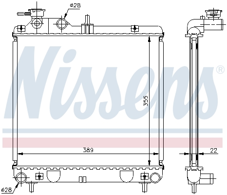 Radiator motor NISSENS HYUNDAI ATOS 1.0 Inaltime 355.0 mm Latime 396.0 mm Grosime 23.0 mm Aluminiu Plastic