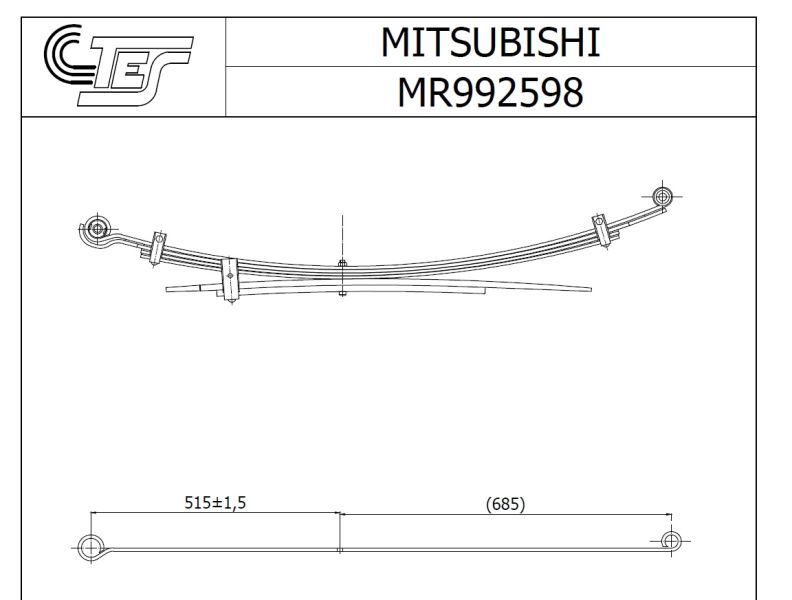 Pachet arc foi spate TES 6x520mm Mitsubishi L200 Triton 2.5D 11.05-12.15 70mm lățime 520mm lungime 690mm lungime 2 4+2 arcuri