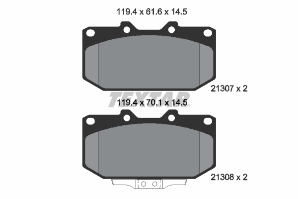 Set placute frana Fata TEXTAR NISSAN 300ZX SILVIA SUBARU IMPREZA TOYOTA YARIS 1.8-3.0 05.90- Inaltime 70.1mm Latime 119.2mm Grosime 14.5mm