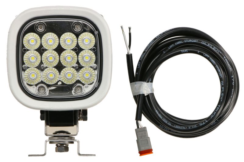 Lumina de lucru LED WAS 12/24V 55W 7000lm 12 diode 110mm lungime 110mm înălțime 85,3mm adâncime dispersie 2.5m cablu conector Deutsch