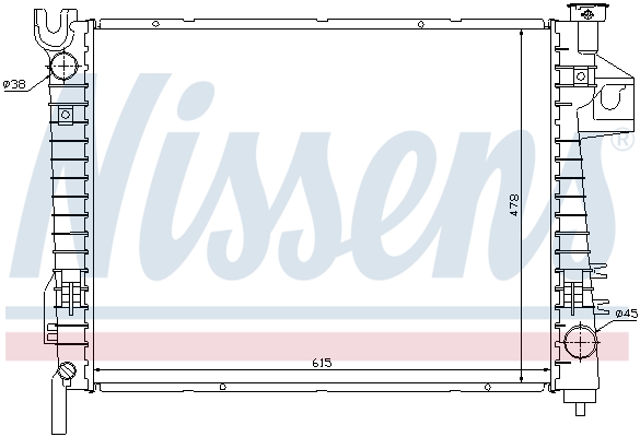 Radiator motor NISSENS DODGE RAM 2500 5.9D aluminiu 615mm x 478mm x 30mm plastic cementata