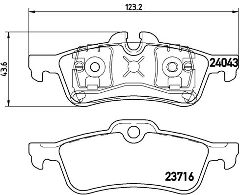 Set placute frana BREMBO MINI R50 R53 R52 R56 Inaltime 44mm Latime 123mm Grosime 16mm Spate Senzor uzura Da