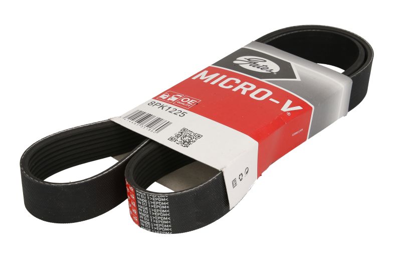 Curea transmisie caneluri GATES Multi-V-belt 8PK1225 Mazda lungime 1225 mm latime 28.5 mm 8 nervuri negru