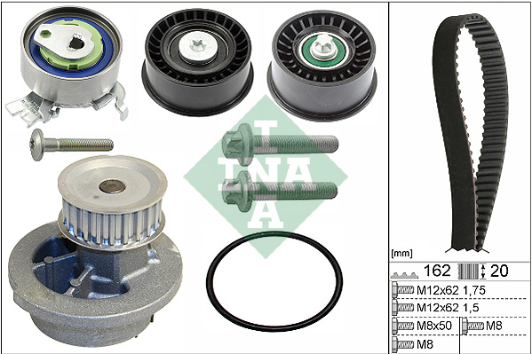 Set distribuție curea întinzător pompă apă CHEVROLET OPEL ASTRA G CORSA C ZAFIRA A 1.4-1.6CNG 02.98-12.09 INA