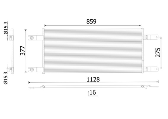 Condensator climatizare MAHLE A/C 377x859x16 SCANIA L,P,G,R,S 09.16- fără uscător