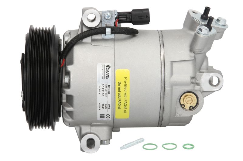 Compresor aer condiționat NISSENS Nissan Qashqai I Renault Clio III 2.0 09.06-12.14 R134a CVC5 115mm 6 caneluri PAG 46 100ml 12V