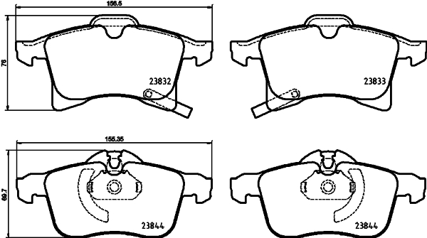 Set placute frana fata BREMBO OPEL ADAM CORSA D E 1.0-1.6 05.07- Inaltime 70mm Latime 155mm Grosime 20mm Senzor uzura Da