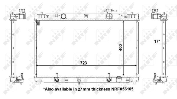 Radiator motor aluminiu Toyota Camry 2.4 Inaltime 400mm Latime 738mm Grosime 17mm Cimentata NRF