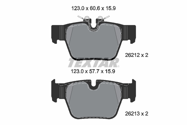 Set placute frana spate TEXTAR BMW MINI 1.5-2.0D Inaltime 60.6mm Latime 123mm Grosime 15.9mm Senzor uzura Da