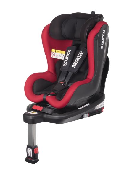 Scaun copil SPARCO SK500 ECE R129 I-SIZE 0-18 kg Negru/Rosu ISOFIX baza suport stabilizator poliester perforat/plastic