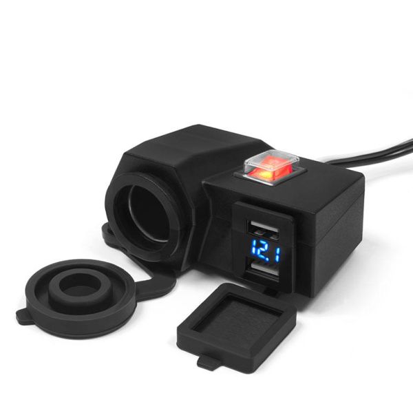 Adaptor brichetă 4 RIDE DC 12-24V USB 5V/3.1A motocicletă priză suplimentară cu întrerupător