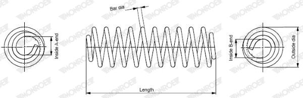 Arc elicoidal MONROE Fata Dreapta/Stanga KIA PICANTO 1.0/1.0LPG/1.2 Diametru 124mm Lungime 342mm 5.5 Spire