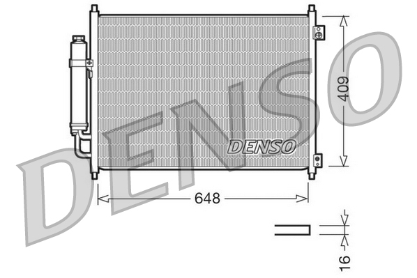 Condensator climatizare DENSO cu uscător Nissan X-TRAIL II III 1.6D-2.5 03.07- 648x409x16 mm R 134a