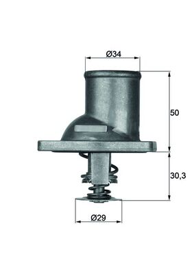 Termostat lichid racire MAHLE 83°C carcasa Opel Calibra Omega Vectra 1.6/2.0 Diametru int. 29mm ext. 34mm Inaltime 50mm Garnitura