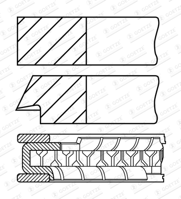 Set segmenti piston GOETZE 72mm 1-1,2-2mm SMART FORTWO 1.0 01.07-