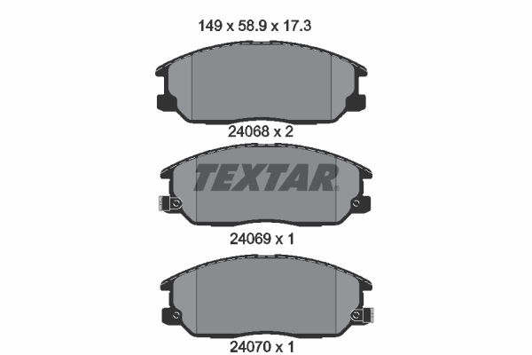 Set plăcuțe frână față TEXTAR KIA Sorento I Suzuki Ignis II 1.5-3.5 08.02- 58.9mm 149.0mm 17.3mm