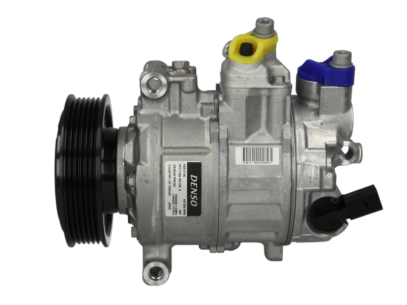 Compresor aer condiționat Audi TT DENSO 6SEU14C R134a 12V 6 caneluri Fulie Ø110mm Înălțime 138mm Lungime 222mm