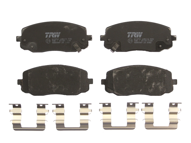 Set placute frana Fata cu suplimente TRW AUTOMOTIVE Inaltime 47.4 mm Latime 116.2 mm Grosime 16.8 mm Senzor uzura Da