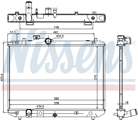 Radiator racire motor NISSENS SUZUKI SWIFT III 1.3/1.5/1.6 Inaltime 375mm Latime 558mm Grosime 16mm Aluminiu Plastic