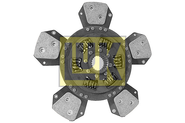 Disc ambreiaj LUK 310mm 24 dinti 36x41mm DEUTZ FAHR HUERLIMANN LAMBORGHINI SAME 5 placute 5 palete 24 orificii