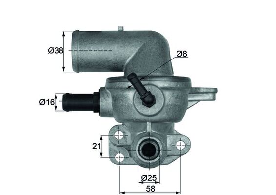 Termostat lichid racire MAHLE 88°C in carcasa Chrysler Voyager IV 2.5D/2.8D 02.00-12.08 diametru exterior 38.0 mm cu etansare