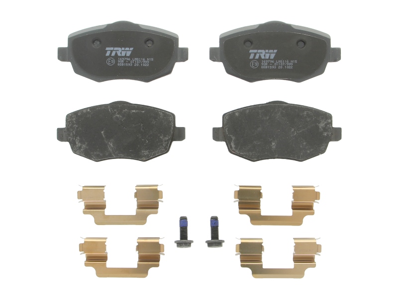 Set placute frana disc Fata cu suplimente suruburi ghidare etrier LANCIA Y YPSILON 1.2/1.3D/1.4 10.00-12.11 55.3mm 116.7mm 15.6mm