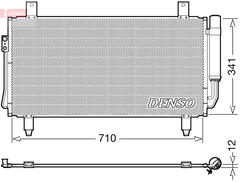 Condensator climatizare DENSO cu uscator Mitsubishi Outlander III 2.0/2.0H/2.2D 08.12- Dimensiuni 678x360.6x12 mm