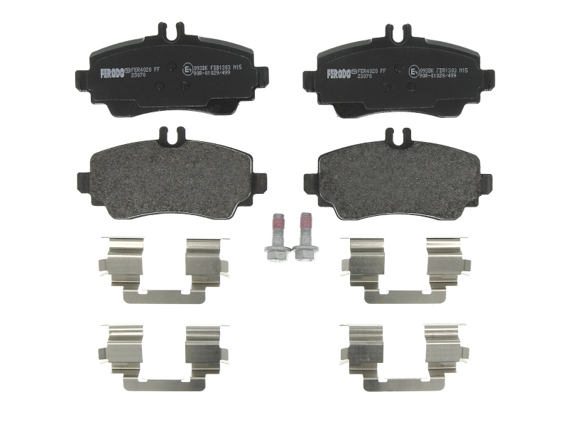 Set placute frana Fata cu suruburi etrier, senzori uzura, dimensiuni 57.4x117.0x16.75 mm, pentru MERCEDES A W168 2.1