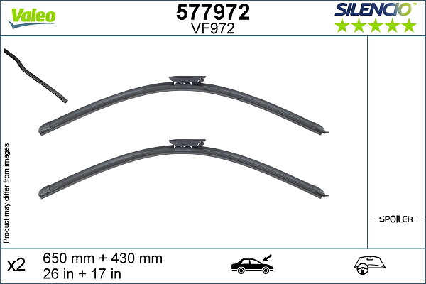 Lamela Ștergător VALEO Jointless Front Cu Spoiler 2pcs Silencio 650/430mm CITROEN C4 CACTUS 09.14-