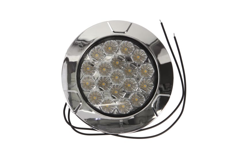 Lampă iluminare interior LED alb 12/24V diametru 135mm fără întrerupător cadru cromat WAS