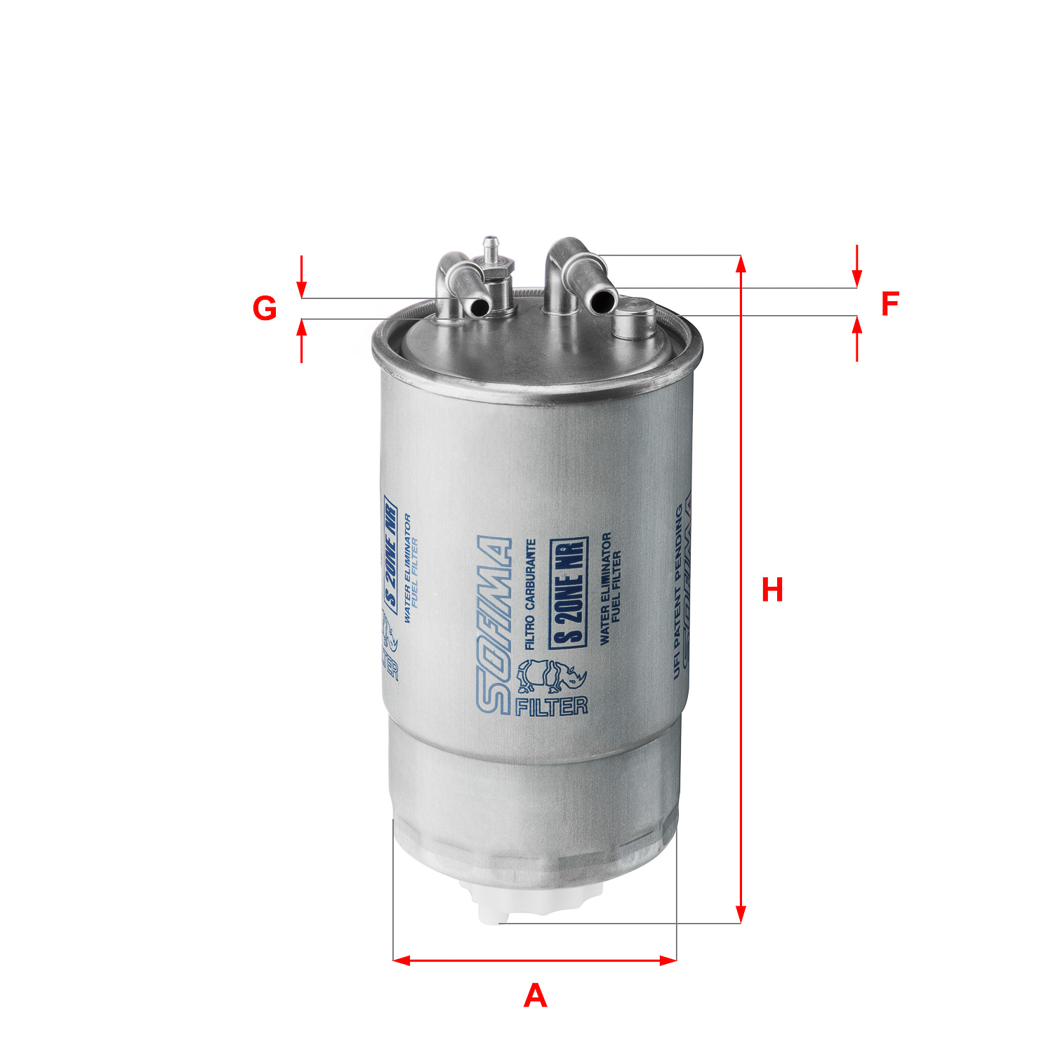 Filtru combustibil SOFIMA OPEL diametru exterior 84.5 mm înălțime 193.0 mm tip filtru inserție diametru evacuare 8.0 mm diametru admisie 9.5 mm