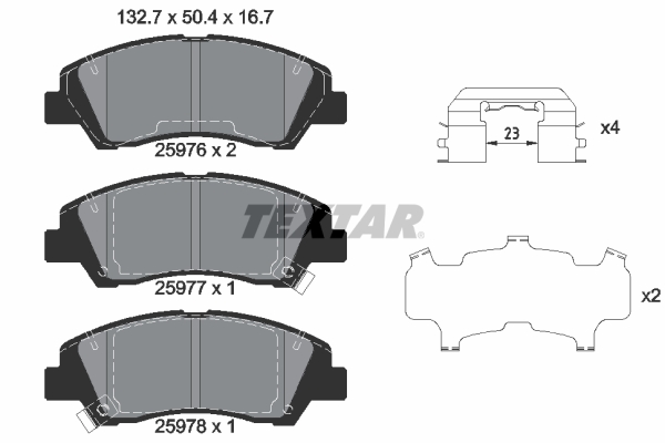 Set placute frana fata TEXTAR Hyundai Accent IV I10 II III Kia Ceed Soul II 132.7x50.4x16.7 mm