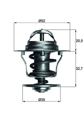 Termostat lichid racire MAHLE 88°C Ford C-MAX COUGAR COURIER ECONOVAN ESCORT FIESTA Diametru 35-52mm Inaltime 21-32.7mm