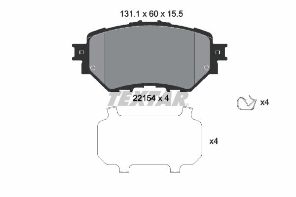 Set placute frana Fata Mazda 3 1.5-2.5 07.13- 60mm Inaltime 131.1mm Latime 15.5mm Grosime TEXTAR