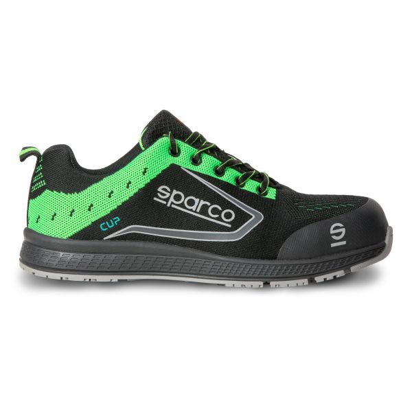 SPARCO Teamwork Incaltaminte Protectie CUP Marime 43 S1P SRC Piele Intoarsa Net Negru Verde Bot Compozit