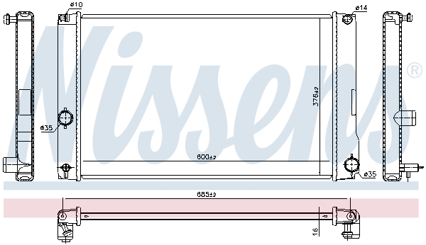 Radiator motor automat NISSENS LEXUS CT TOYOTA AURIS PRIUS 1.8H Inaltime 600mm Latime 376mm Grosime 16mm Aluminiu