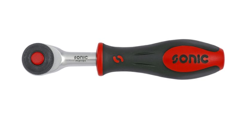 Cheie cu clichet SONIC 1/4`, numar dinti 52, lungime 165 mm, maner rotativ 360°, profil patrat