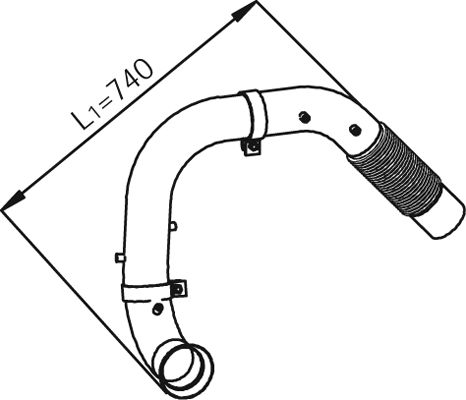 Racord evacuare DINEX Teava esapament lungime 740/742.2mm Mercedes Axor 2 OM926.913-OM926.990 10.04 Fata