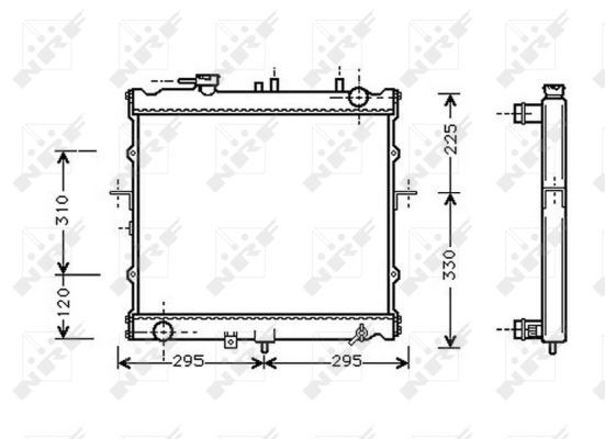 Radiator motor aluminiu NRF pentru KIA RETONA SPORTAGE 2.0 inaltime 450 mm latime 518 mm grosime 26 mm tehnologie cimentata