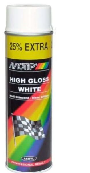 Vopsea MOTIP 0,5L Alb Acrilic Luciu Aerosol