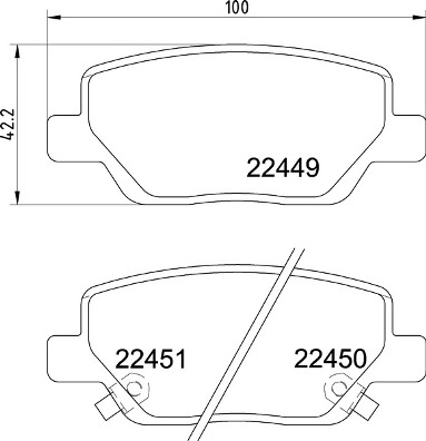 Set placute frana disc spate BREMBO cu accesorii suruburi etrier FIAT TIPO 1.0-1.6D inaltime 42mm latime 100mm grosime 17mm