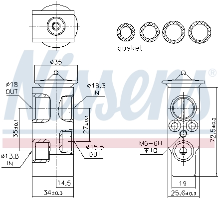 Supapa expansiune climatizare NISSENS BMW Z4 E89 2.0/2.5/3.0 02.09-08.16 Admisie Ø14mm Ø18mm Evacuare Ø16mm Ø18mm R134a