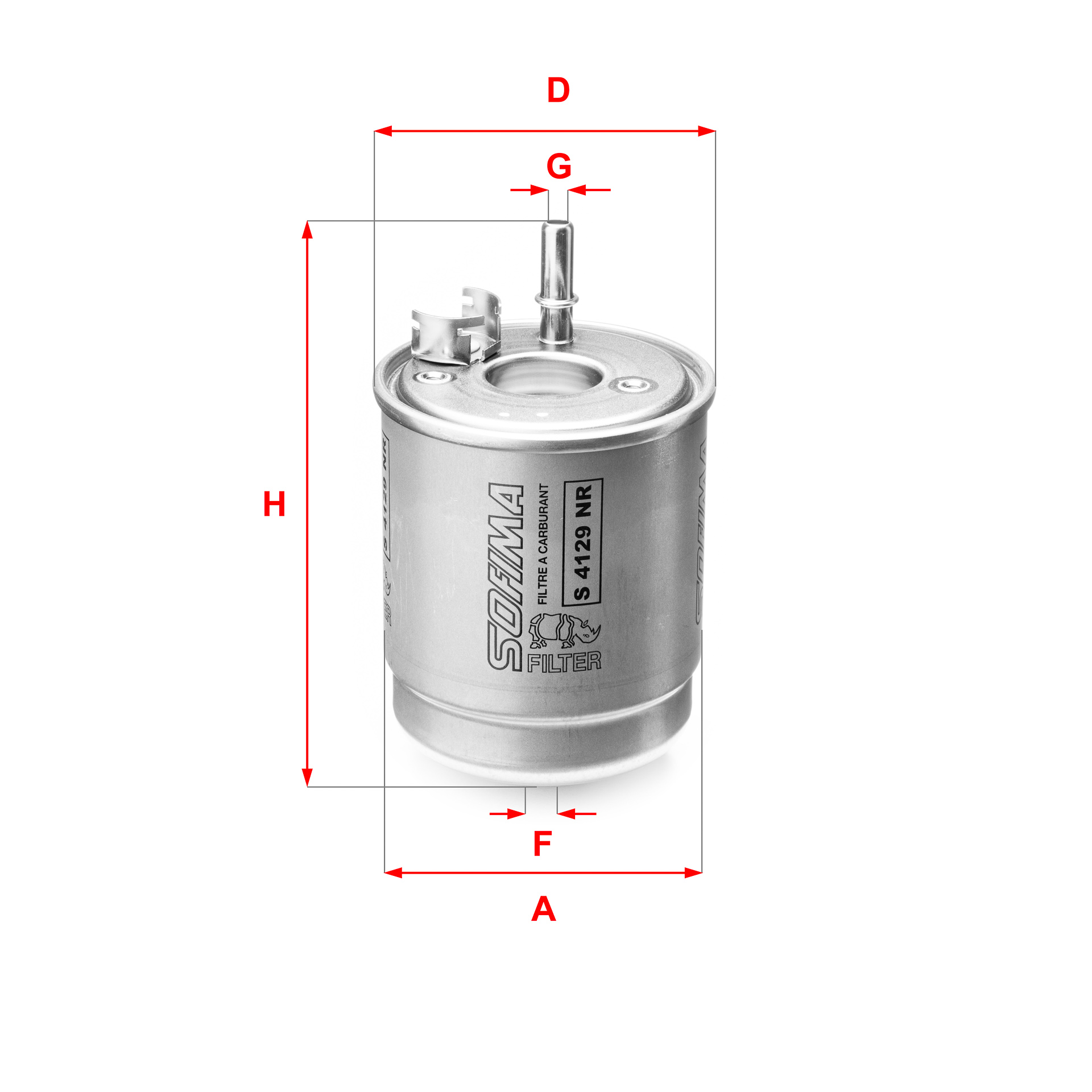 Filtru combustibil SOFIMA Hyundai 95mm Diametru Exterior 160mm Înălțime M12 Dimensiune Filet 9.8mm Diametru Evacuare