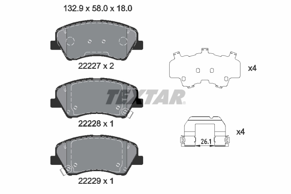 Set placute frana fata TEXTAR pentru HYUNDAI BAYON I20 III KIA RIO III IV STONIC 1.0-1.6D 10.11-