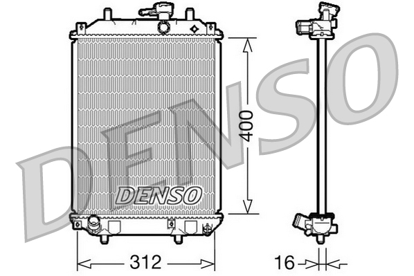 Radiator motor aluminiu DENSO Manual CHEVROLET CRUZE DAIHATSU CUORE VI 400mm x 312mm x 16mm