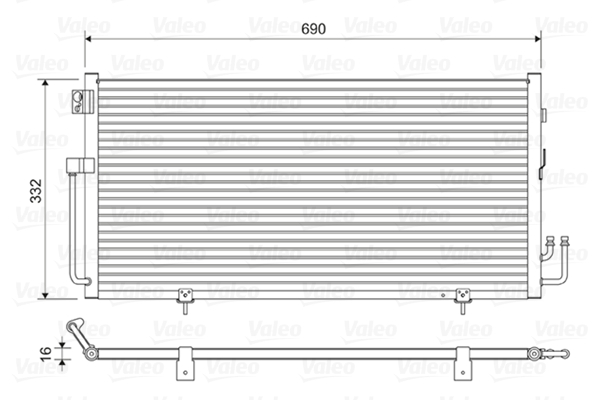 Condensator climatizare VALEO aluminiu SUBARU IMPREZA 1.5-2.5 12.00-06.09 Inaltime 690mm Latime 332mm Grosime 16mm