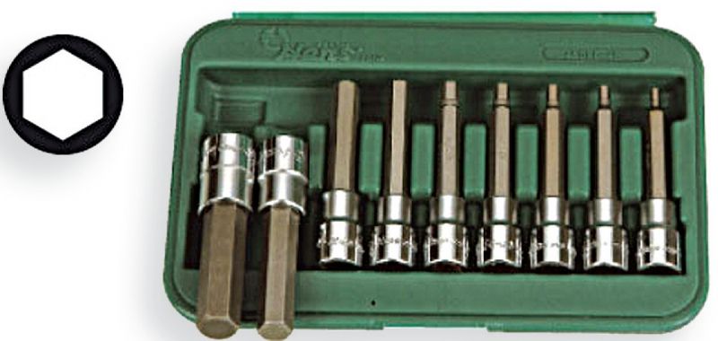 Set scule HANS 9 piese, chei combinate, socluri de biti HEX, dimensiune tubulara 1/2 inch, marime tubulara 12.5 mm