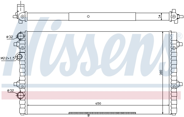 Radiator racire motor NISSENS SEAT CORDOBA IBIZA II 1.8 Inaltime 650 mm Latime 380 mm Grosime 34 mm Aluminiu Plastic