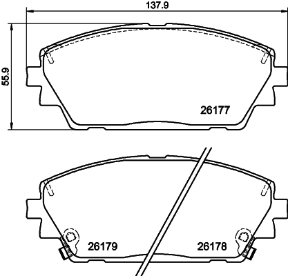 Set placute frana fata TEXTAR MAZDA 3 1.8D/2.0H 11.18- Inaltime 55.9mm Latime 137.9mm Grosime 15.8mm Senzor uzura Da