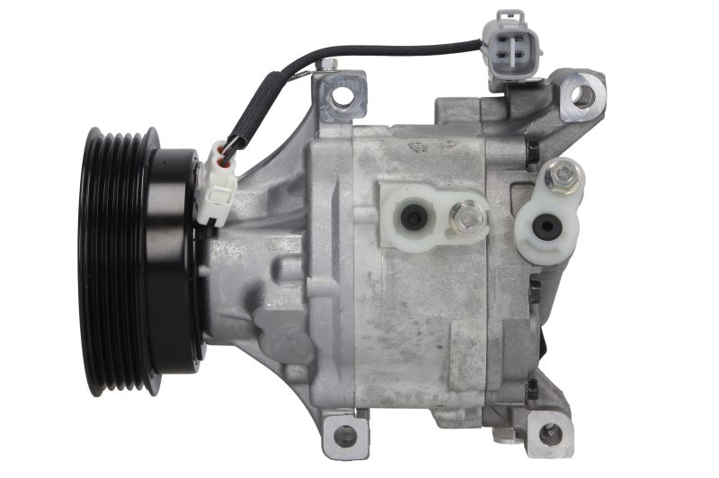 Compresor climatizare DENSO Toyota, 12V, 60ml, R134a, ambreiaj magnetic, înălțime 128mm, lungime 193mm, fulie 100mm, 5 caneluri